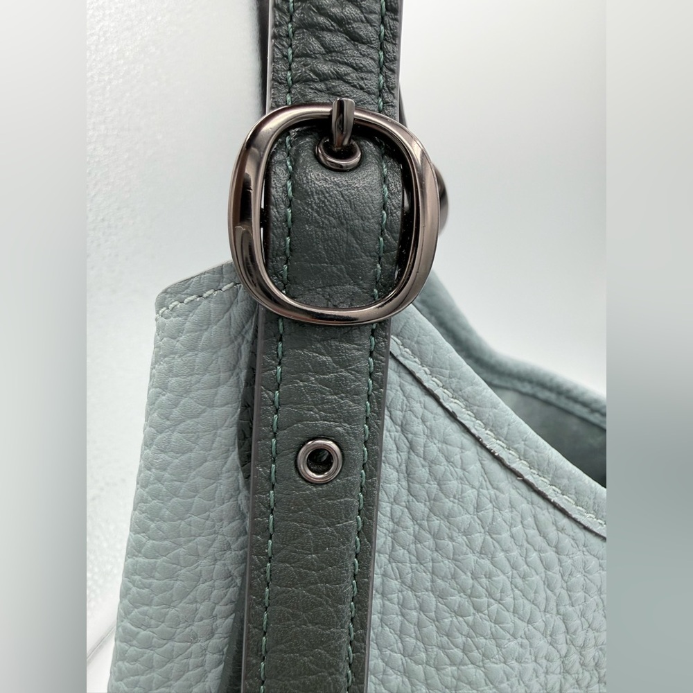 Coach Lori Shoulder Bag Wristlet Set Sage Aqua Pebble Leather Pewter C6627 - Picture 11 of 14